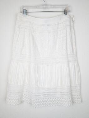 Surrale Skirt Embroidered Lace Pleated Eyelet Coquette Crochet Y2K White Size XL
